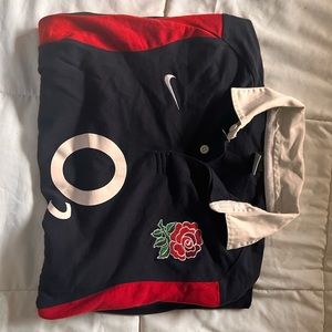 Vintage Nike L rugby shirt top long sleeve Polo O2 Rose